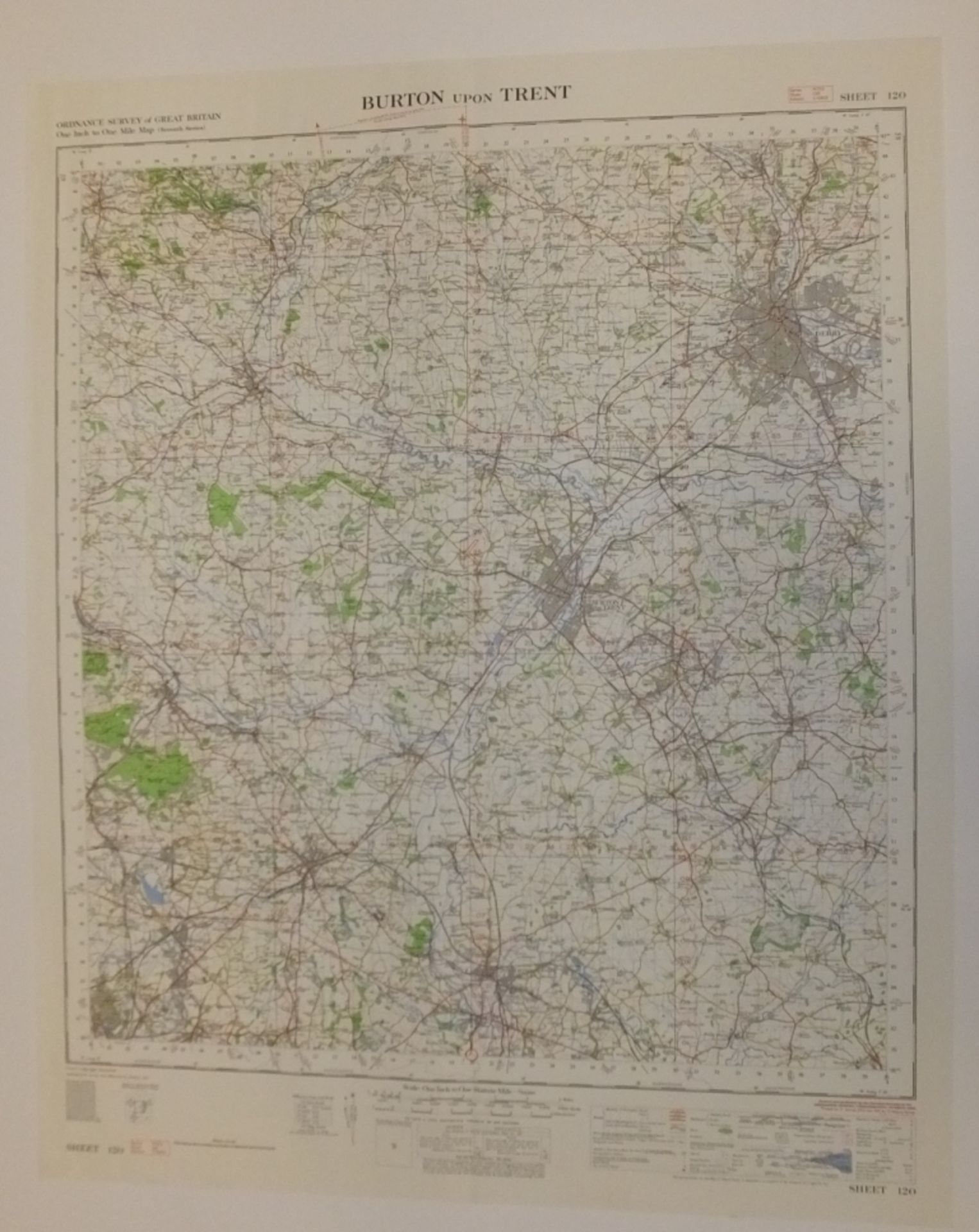 27x ENGLAND & WALES MAP BURTON ON TRENT 1INCH 1MILE 1959 7TH SERIES 2GSGS SHEET 120