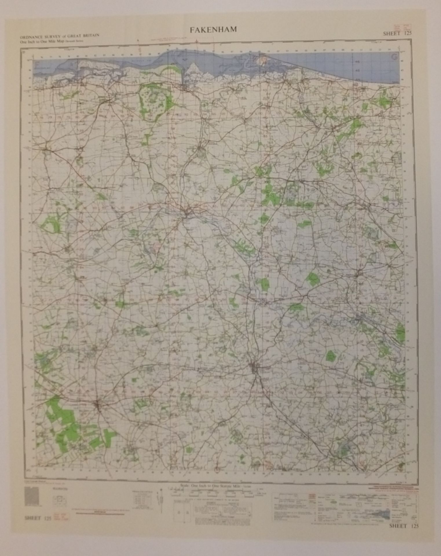 21x ENGLAND & WALES MAP FAKENHAM 1INCH 1MILE 1961 7TH SERIES 4GSGS SHEET 125