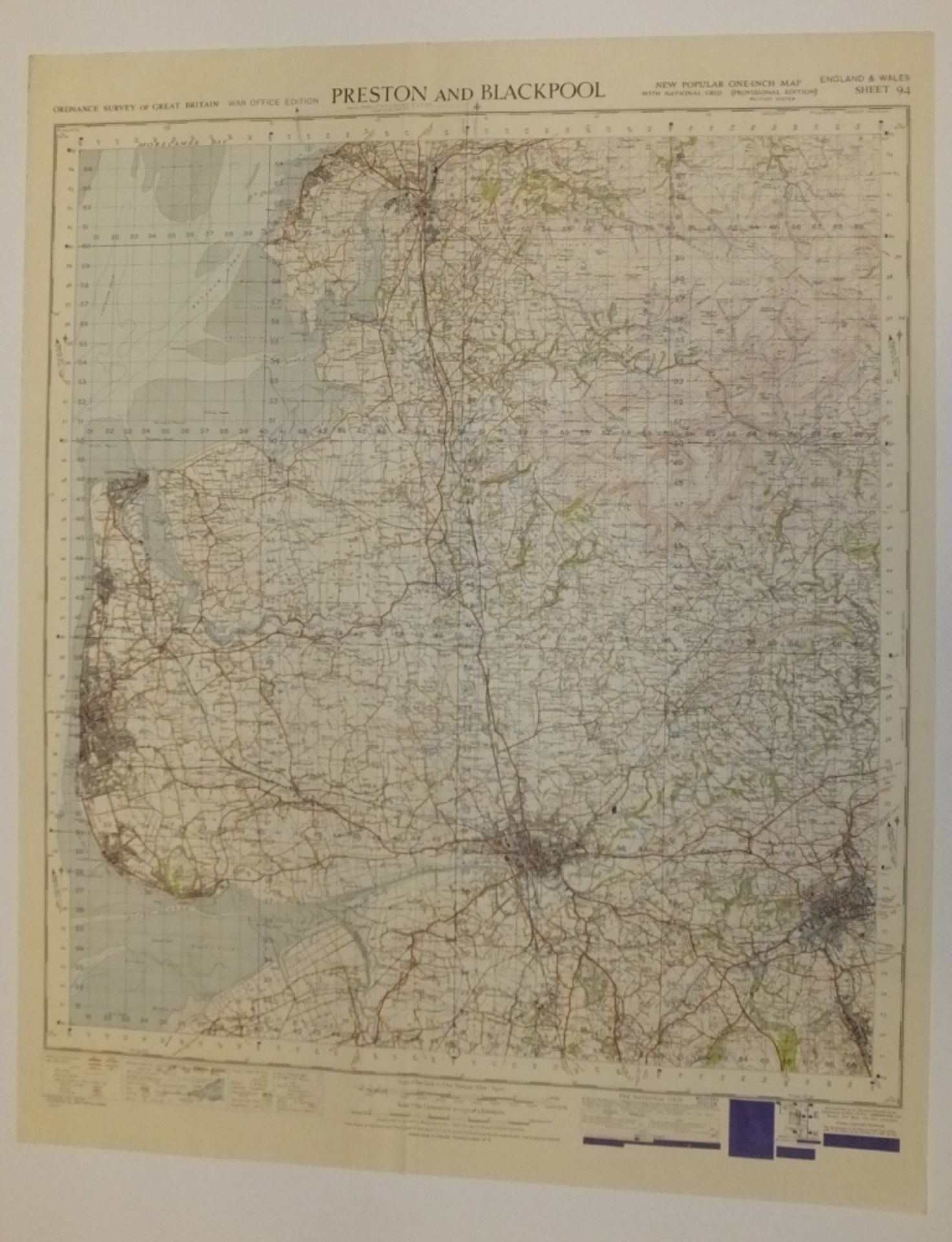 5x ENGLAND & WALES MAP PRESTON BLACKPOOL 1INCH 1MILE 1948 WAR OFFICE EDITION 4620 GSGS SHE