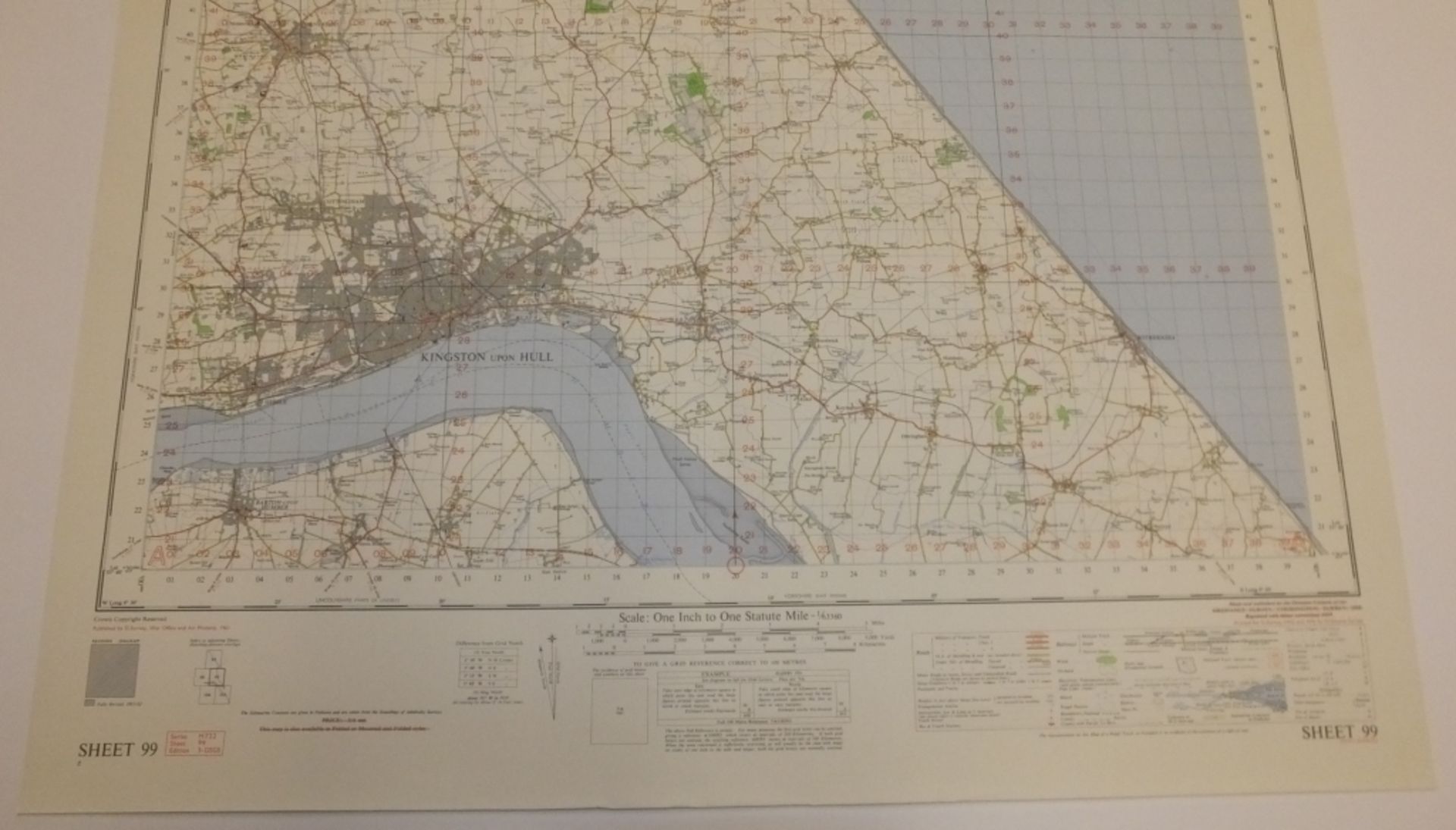 25x ENGLAND & WALES MAP HULL 1INCH 1MILE 1961 7TH SERIES 3GSGS SHEET 99 - Bild 3 aus 3
