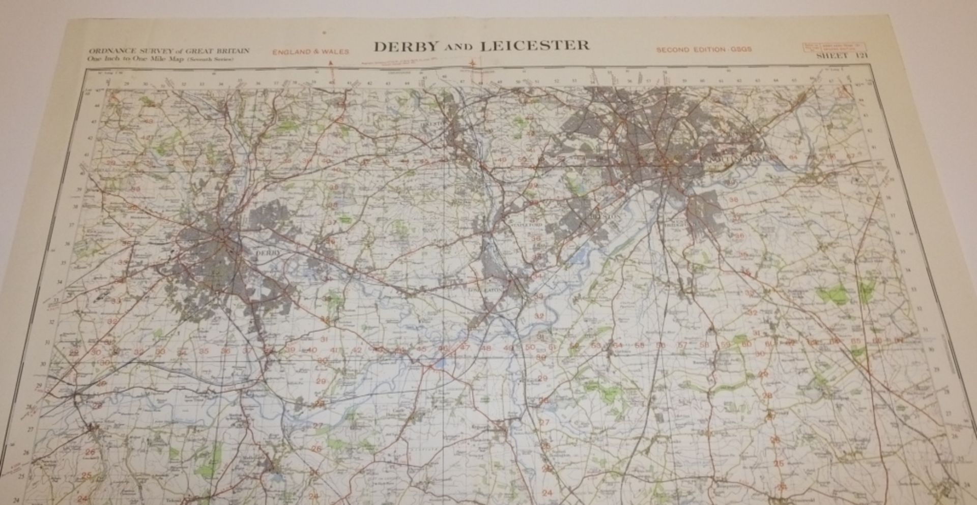 15x ENGLAND & WALES MAP DERBY LEICESTER 1INCH 1MILE 1954 7TH SERIES 2GSGS SHEET 121 - Bild 3 aus 5