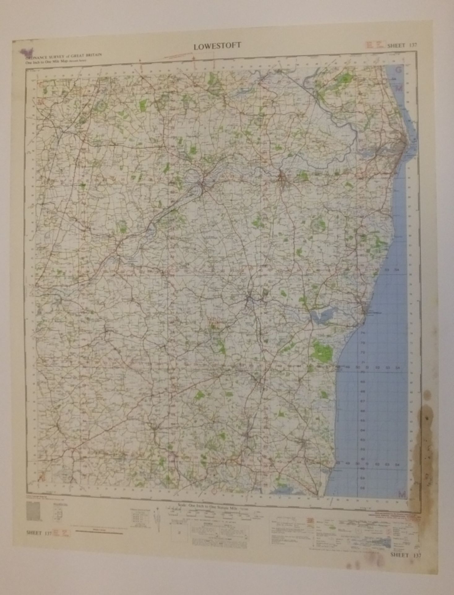 26x ENGLAND & WALES MAP LOWESTOFT 1INCH 1MILE 1960 7TH SERIES 3GSGS SHEET 137