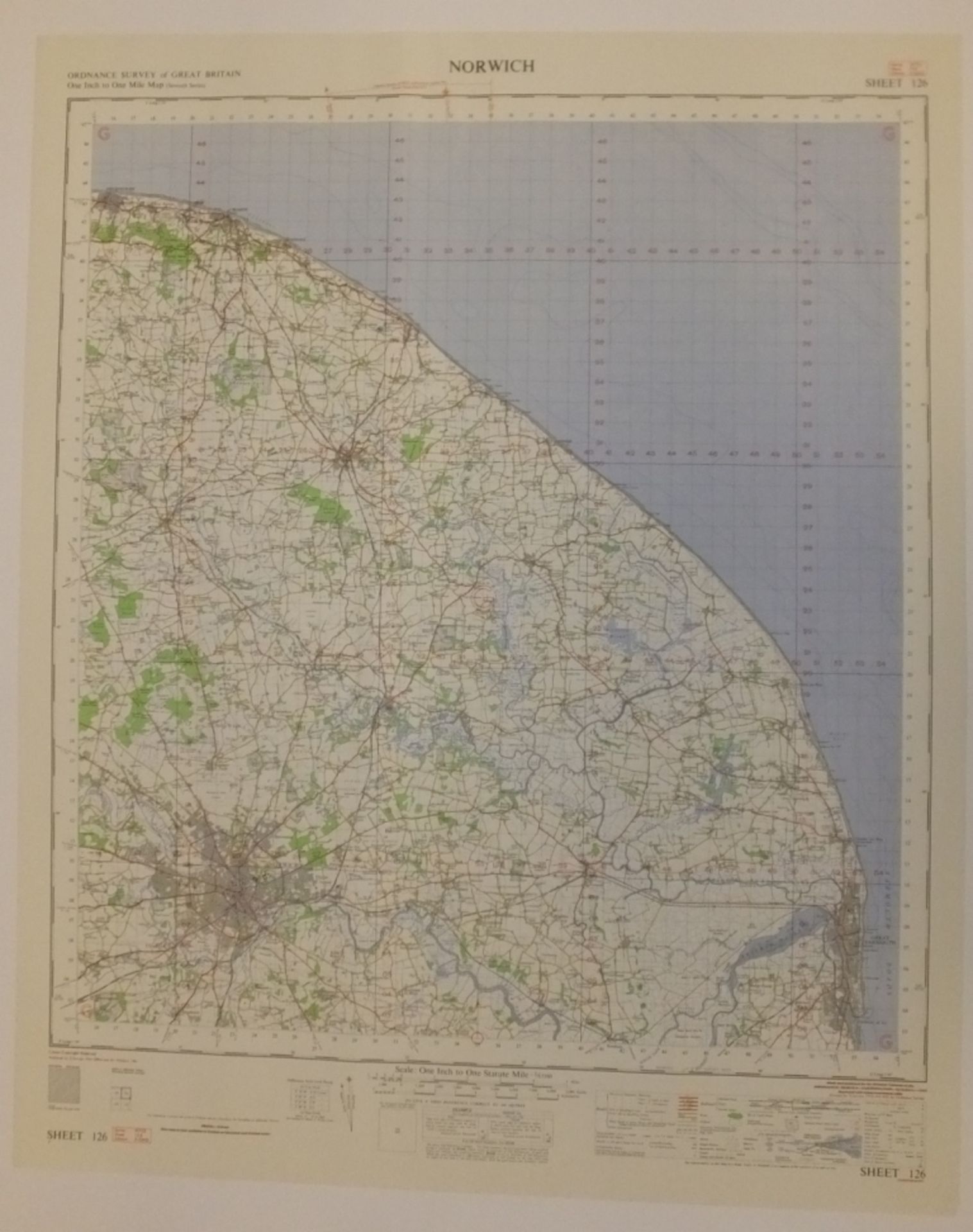 11x ENGLAND & WALES MAP NORWICH 1INCH 1MILE 1961 7TH SERIES 3GSGS SHEET 126