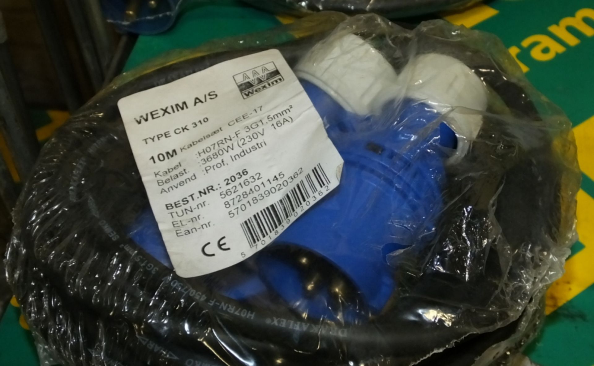 3x Wexim Type CK310 10M 3 pin 240V Cable - Image 2 of 2