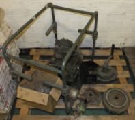 Lister Petter engine frame - broken pump (as spares)