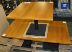 3x Display Table Wooden Top Metal Base L70 x W70 x H50cm