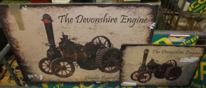 Tin Signs "The Devonshire Engine" - 1 large & 1 small
