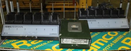 2x Simoco IC60 6 bank battery chargers, SBC5-1 Model 55 charger