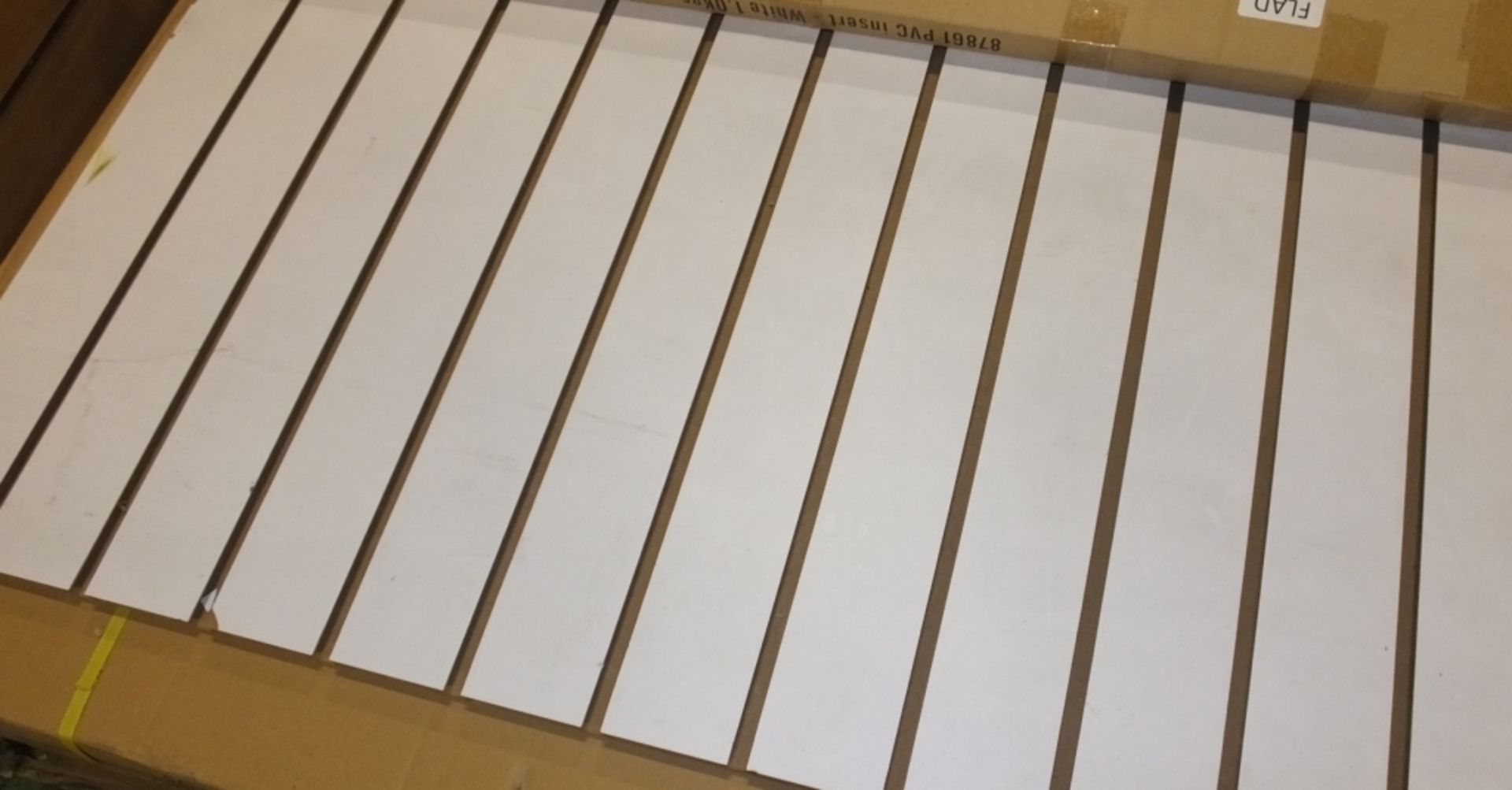 7x PVC Inserts Display, Slatwall Panels White 120cm Squared - Image 2 of 3