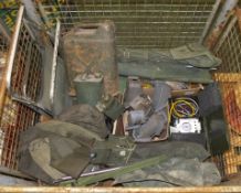 Various Military equipment - jerry can, chair, bags, vehicle periscope