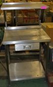 2ft x 2ft stainless table with over & under shelves