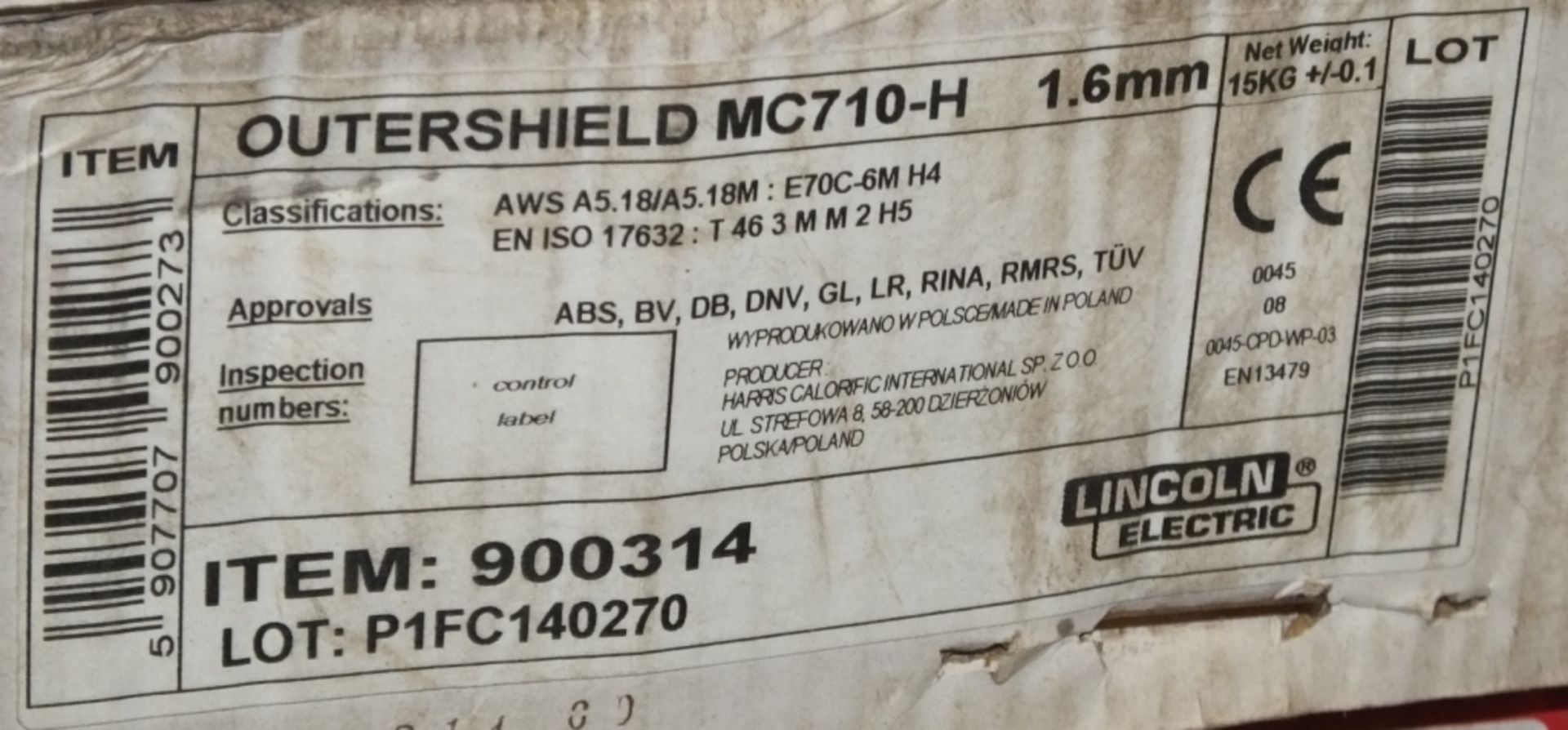 14x Lincoln Outer Shield 15kg - MC-710-8 - Image 3 of 3