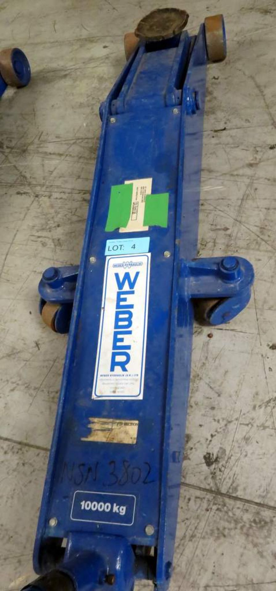 Weber 10 Tonne Vehicle Trolley Jack Complete With Handle - WDK100LQ - Working Condition - Image 3 of 7