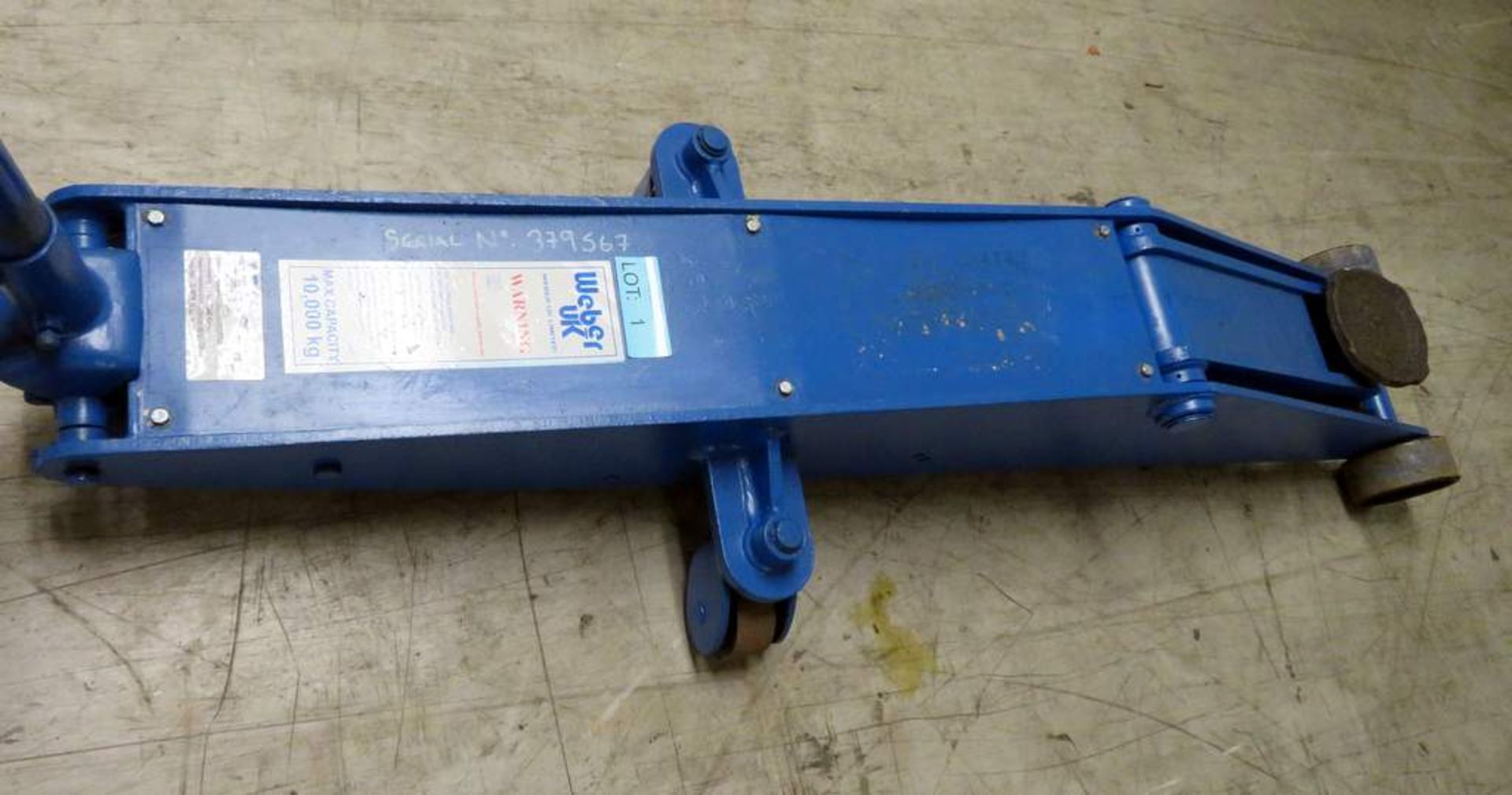 Weber 10 Tonne Vehicle Trolley Jack Complete With Handle - WDK100LQ - Working Condition - Image 4 of 6