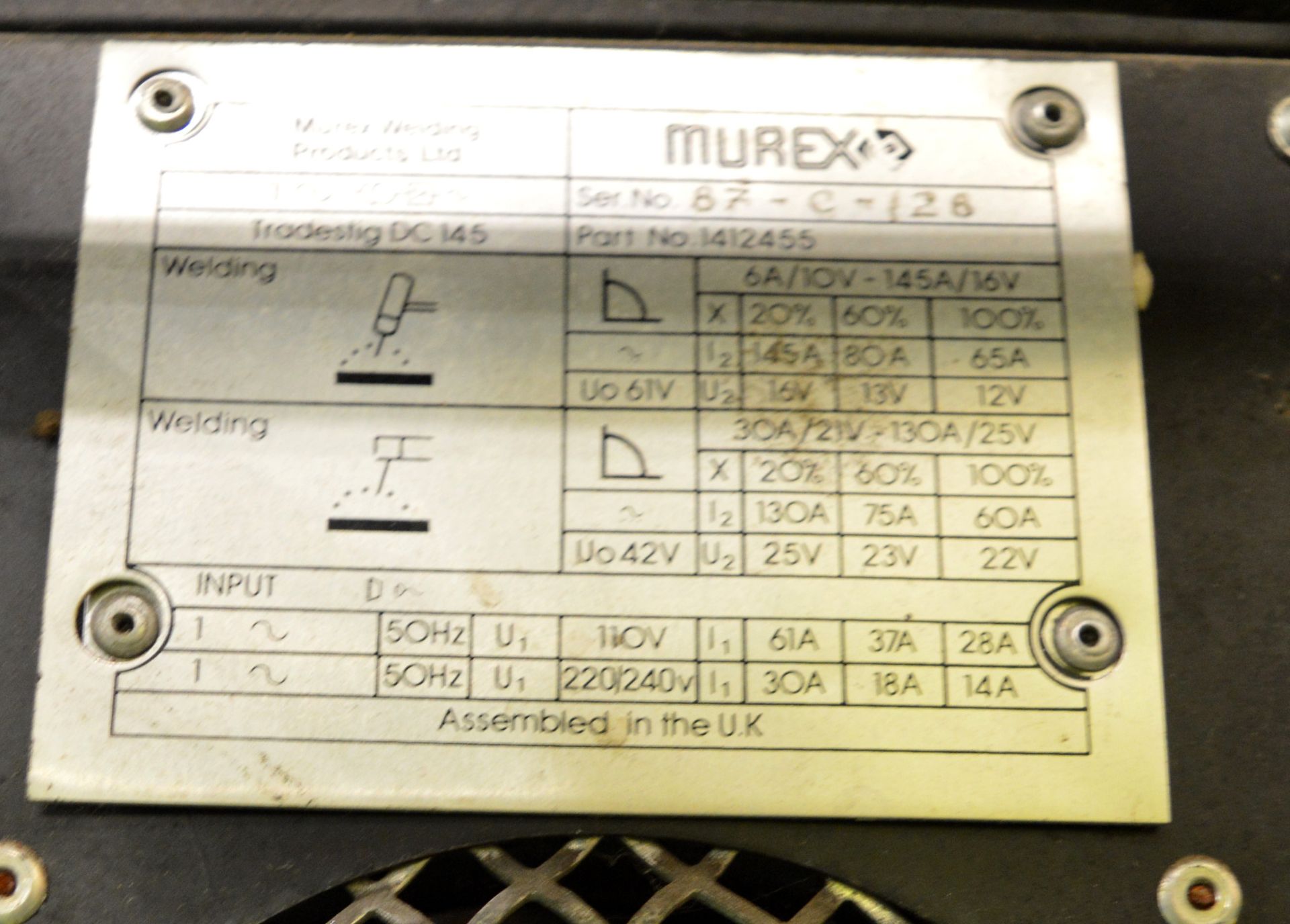 Murex Trades Tig Kit Portable Welder DC145. - Image 3 of 3