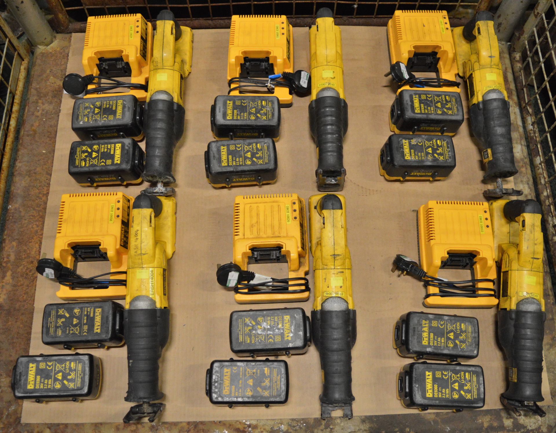 6x DeWalt DC305KL Reciprocating Saw, Charger & Batteries.