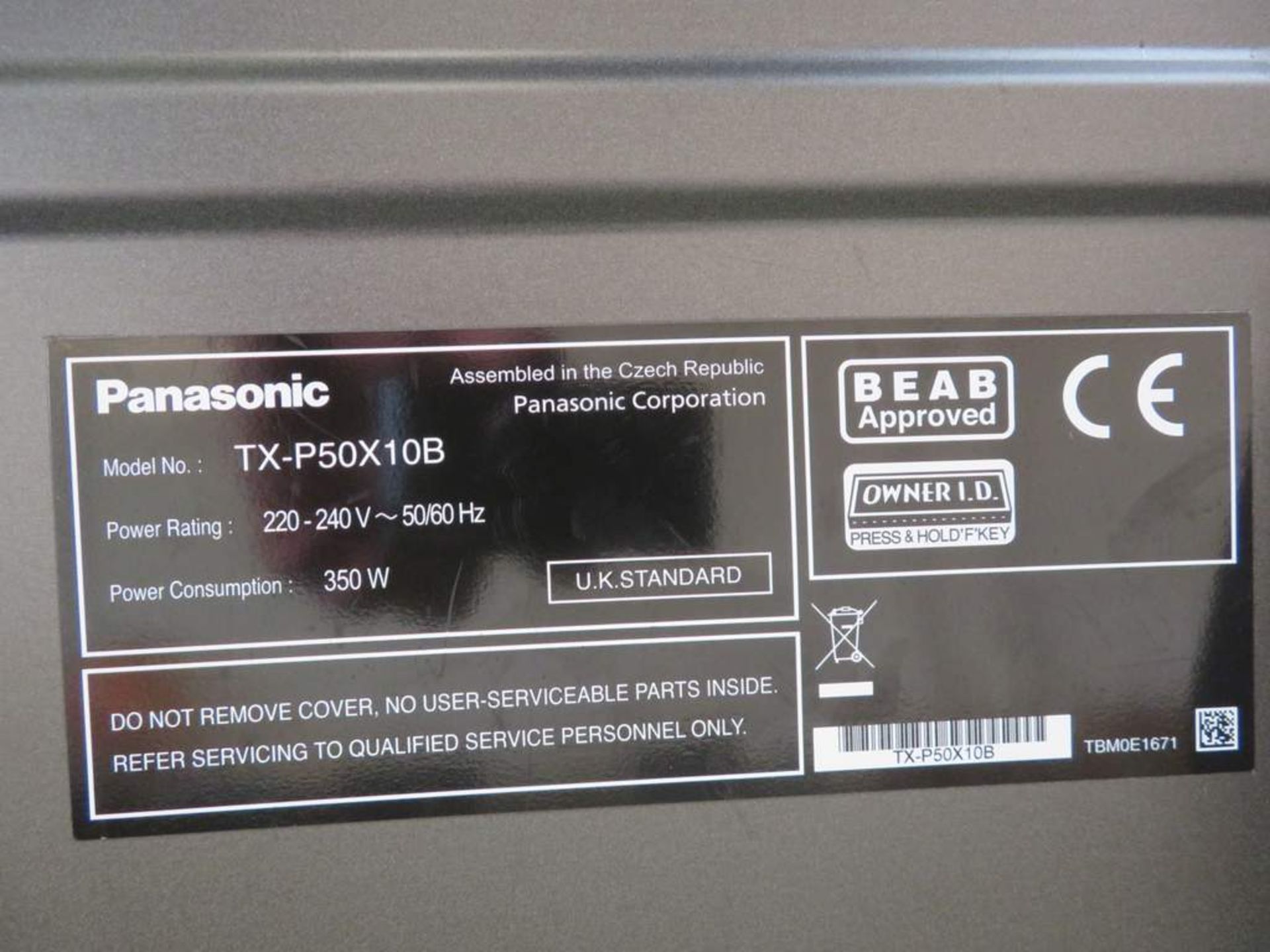 50” Panasonic plasma TV with Unicol bracket - Image 7 of 9