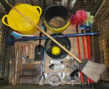 Various Hand Tools - Hammer, Brushes, Buckets