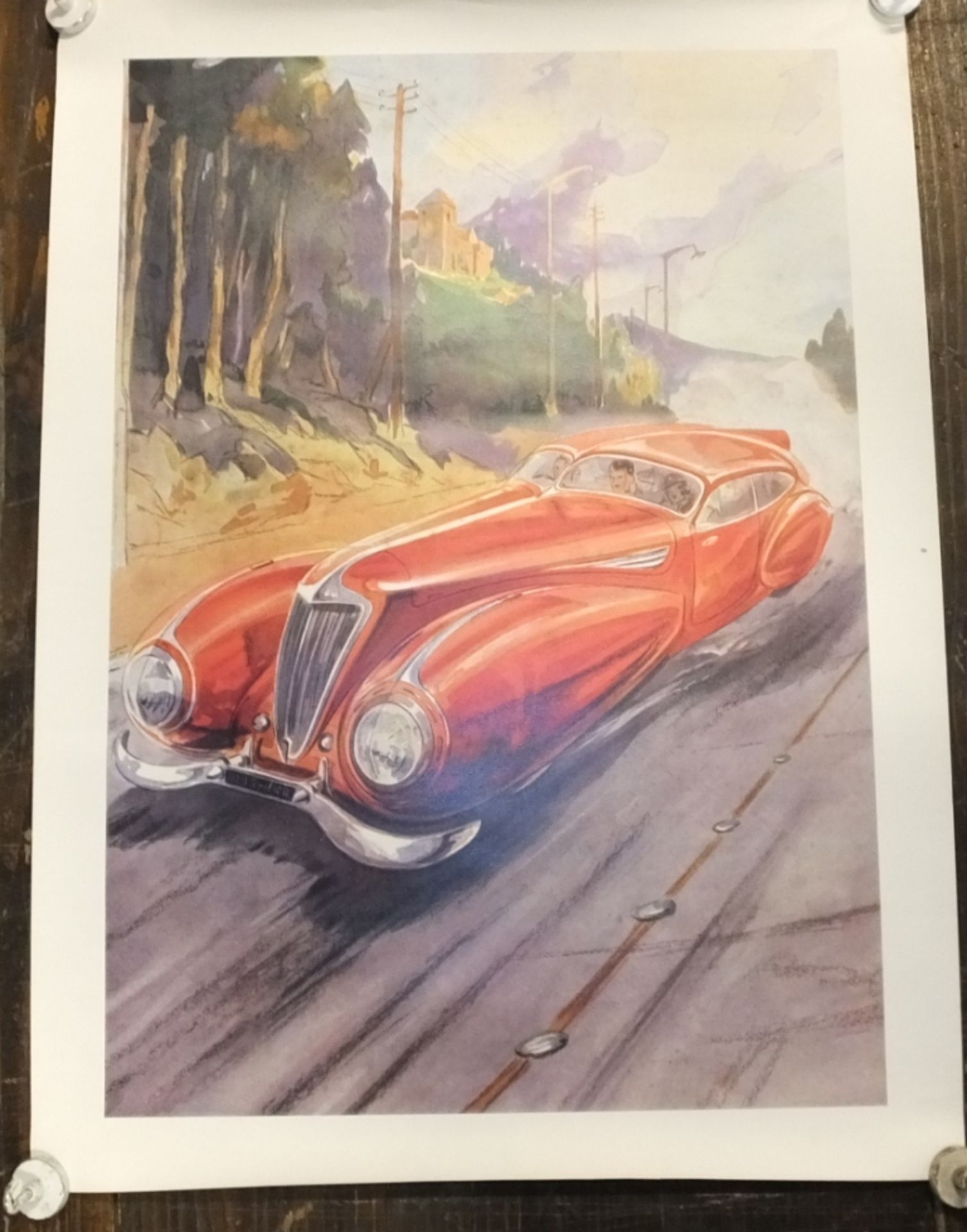 Rare Red car Poster 26" x 28"