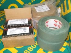 4 Rolls of scapa tape - 2 Green, 2 Tan, 100x AA Batteries (some corroded)