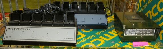 2x Simoco IC60 6 bank battery chargers, SBC5-1 Model 55 charger