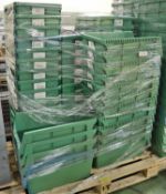 Approx 54x Green Plastic Storage Boxes/Bins.