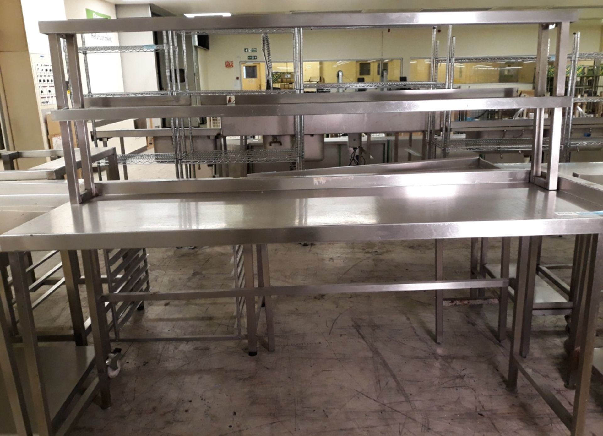 Stainless steel table and shelf - 194 x 65cm.