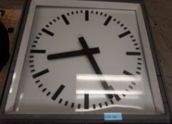 Large metal industrial electric wall clock - 96 x 96cm.