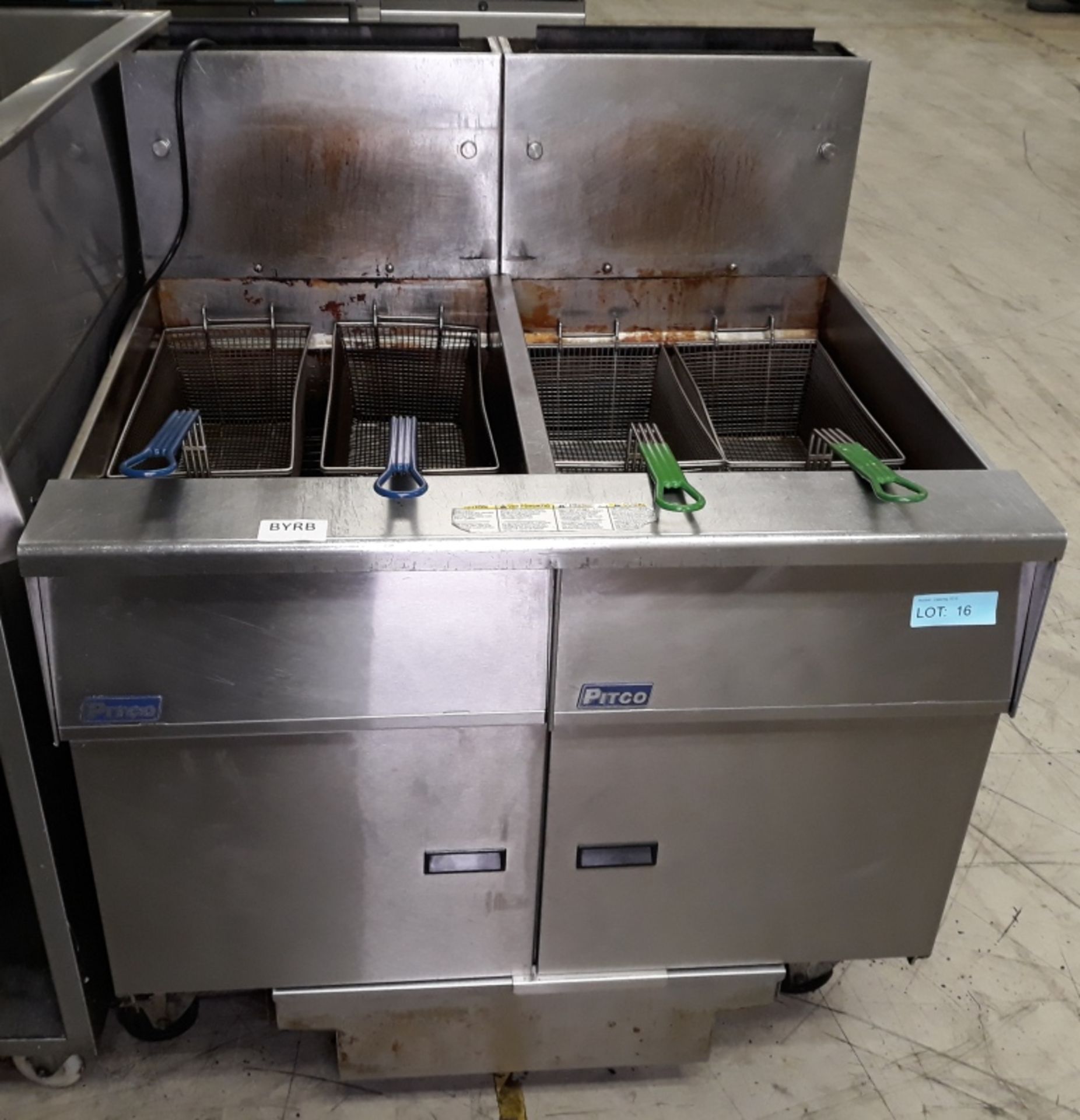 Pitco SG18 4 pan gas fryer.