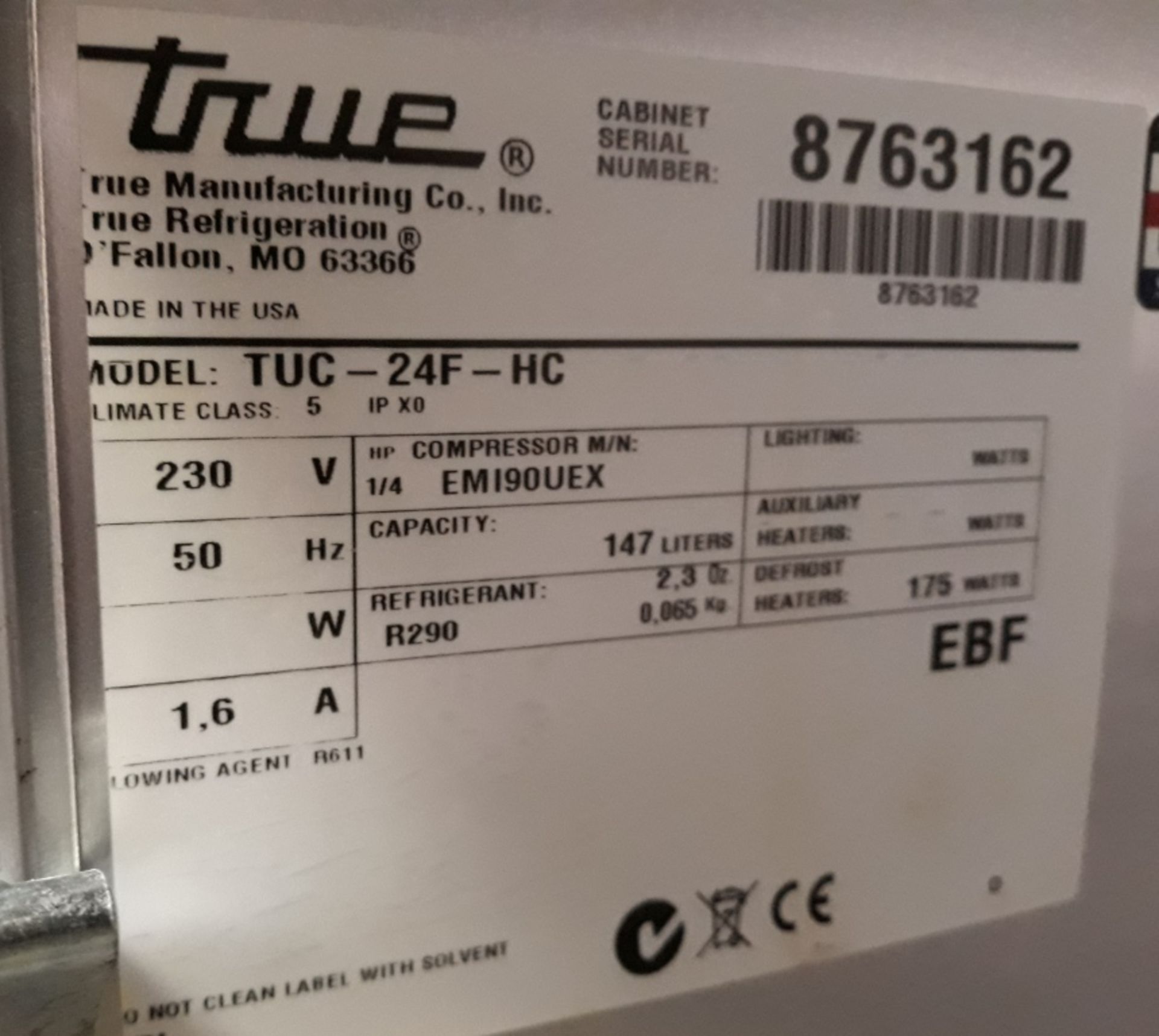 True TUC-24F-HC under counter freezer. - Image 3 of 3