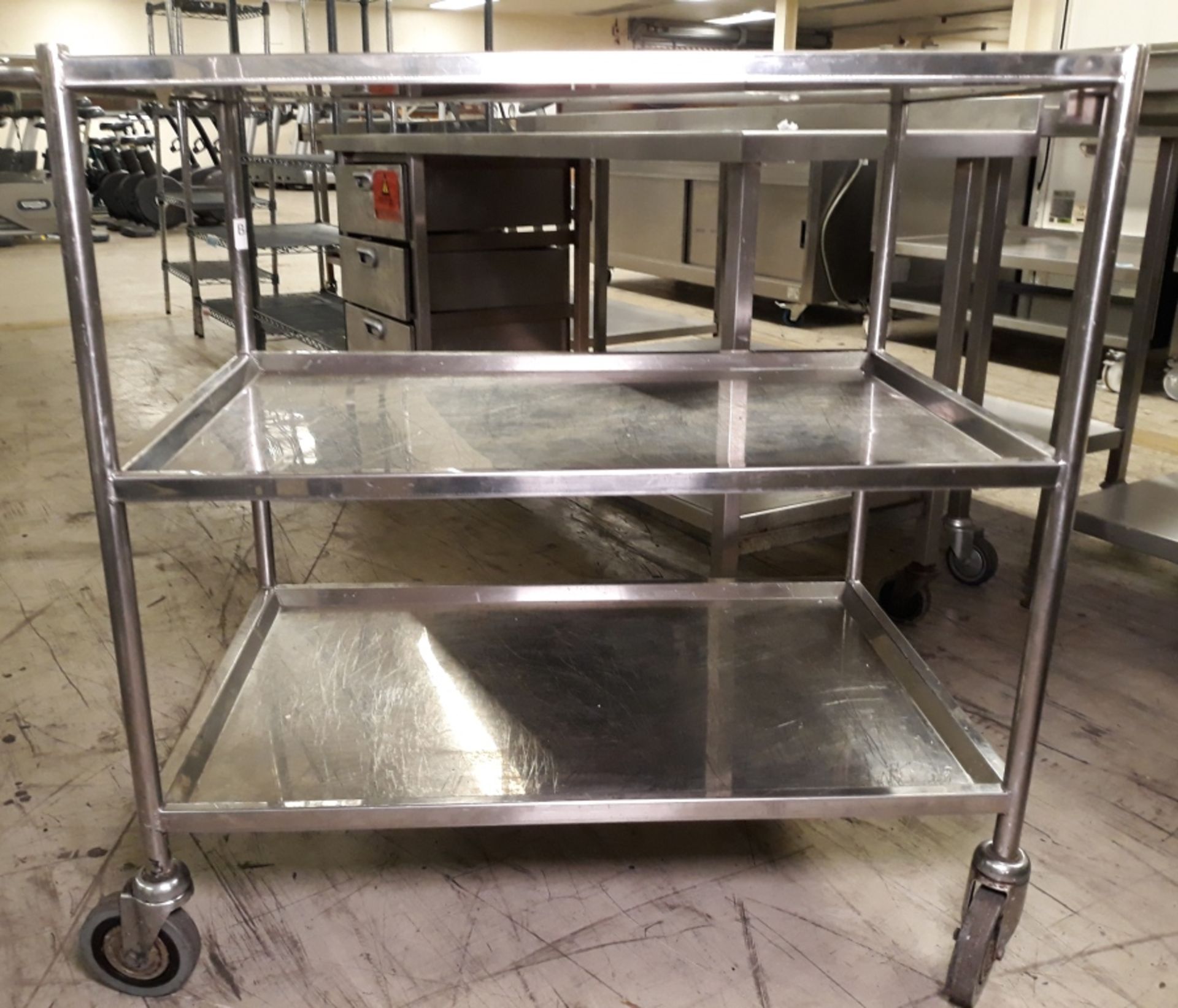 Stainless steel 3 shelf trolley - 88 x 58cm. - Image 2 of 2