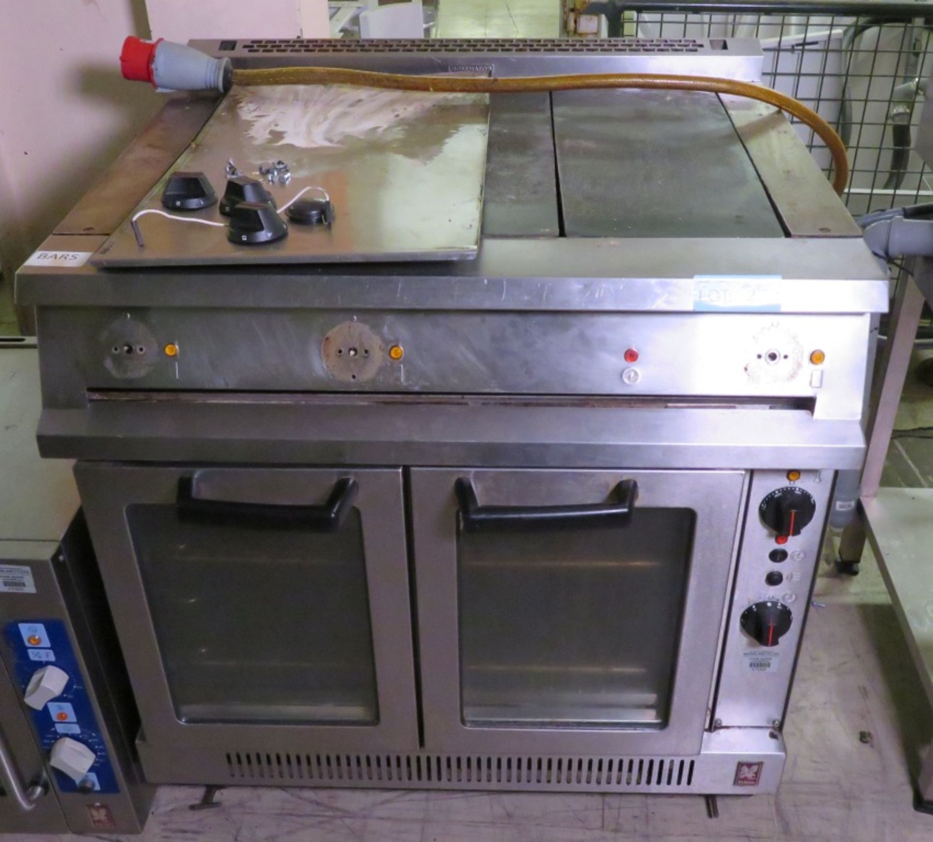 Falcon E21023HP solid top cooker with gas oven.