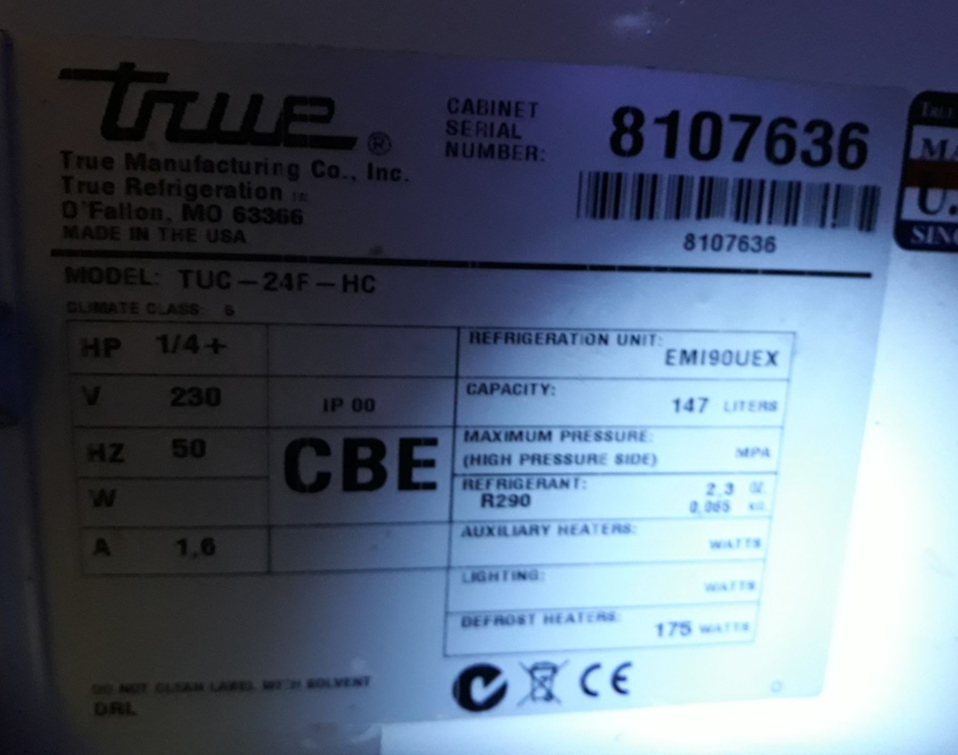 True TUC-24F-HC under counter freezer. - Image 4 of 5