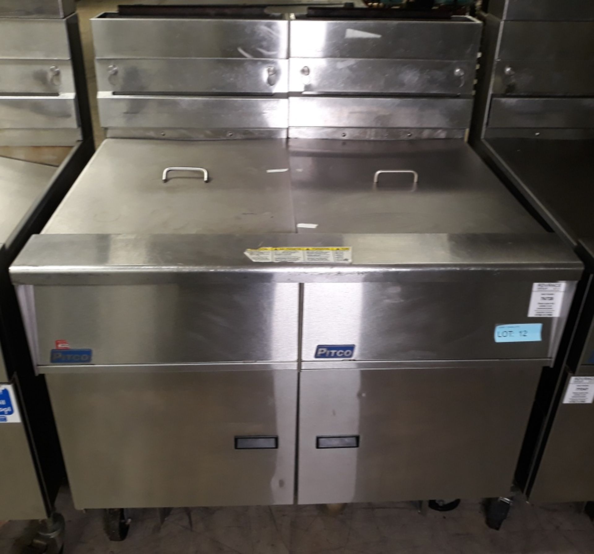 Pitco SG18 4 pan fryer gas fryer.