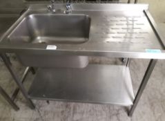 Single basin sink with right hand drainer - 120 x 65cm.