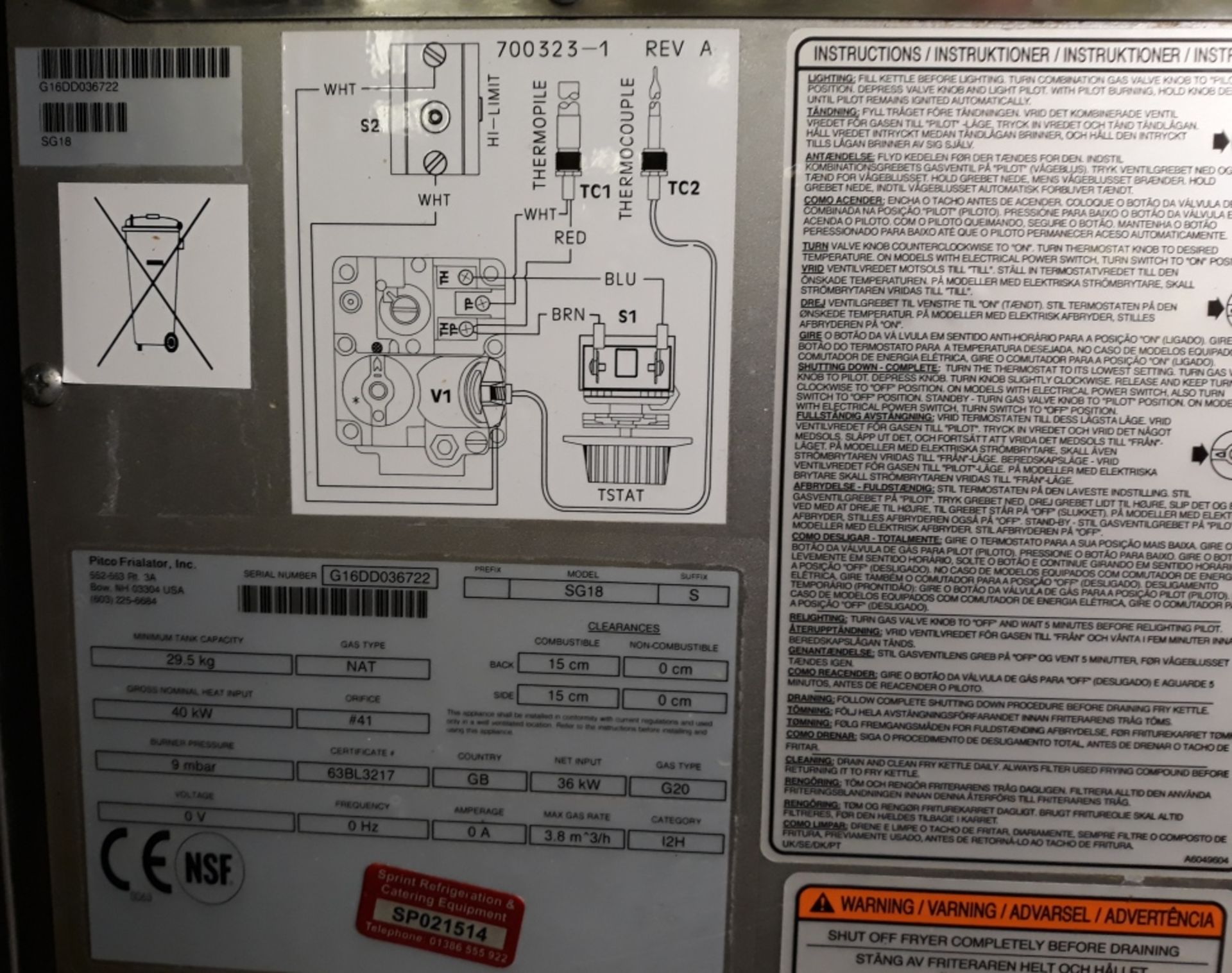 Pitco SG18 4 pan gas fryer. - Image 7 of 8