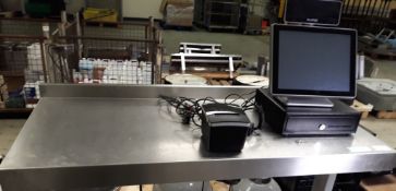 VariPOS EPOS system with thermal receipt printer and stanless steel table on wheels.