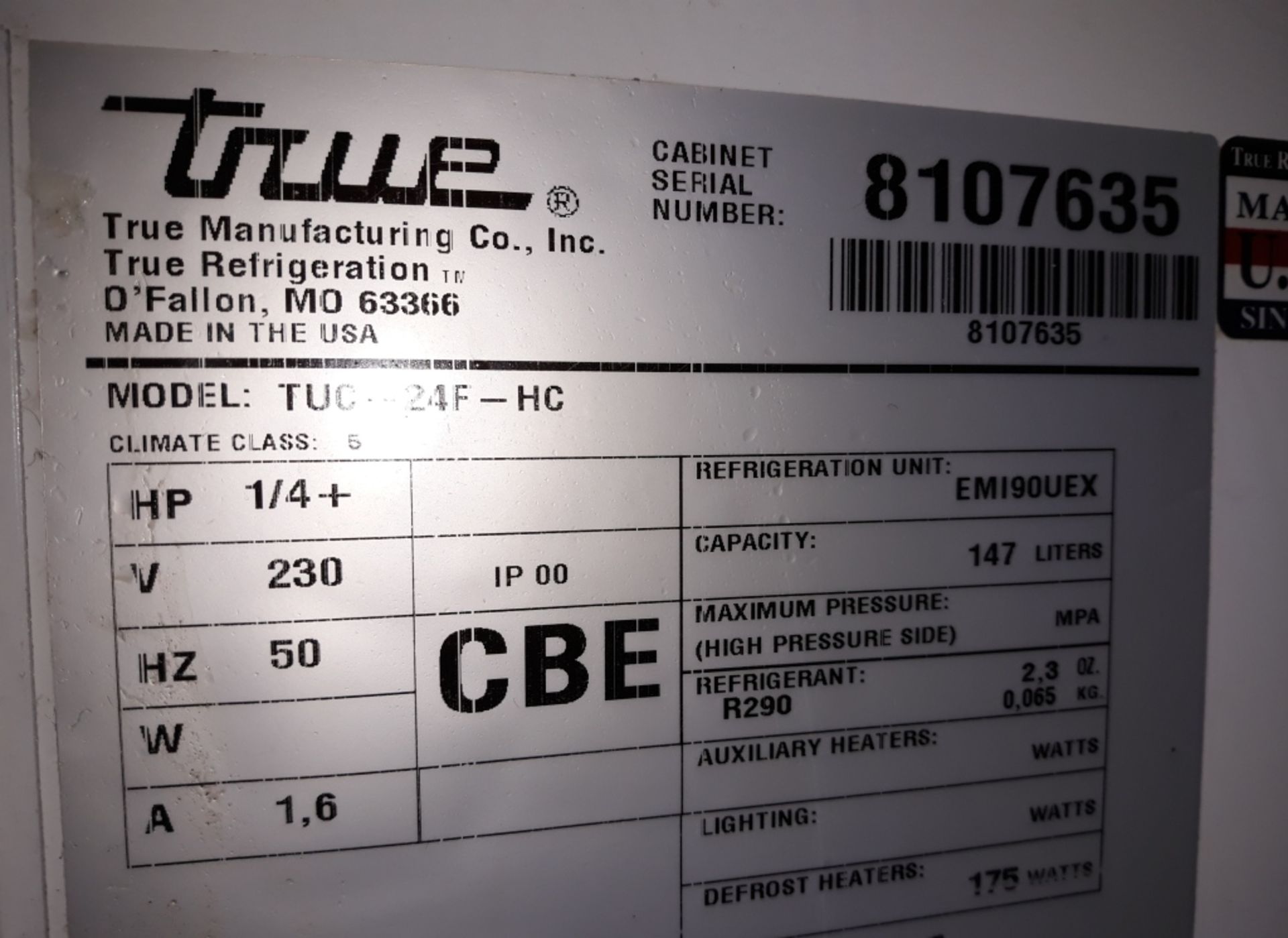 True TUC-24F-HC under counter freezer. - Image 3 of 3