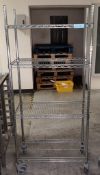 4 tier food storage rack on wheels.