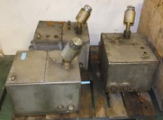 3x Stainless Steel Hydraulic Tanks with heating elements & Fittings