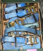 5x Heavy Duty Tie Down Rachets & Straps - Blue