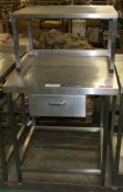 Stainless Steel Table w/ Drawer & Top shelf 770 x 770 x 1350