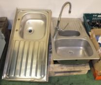 3x Stainless Steel Sinks - single drainer