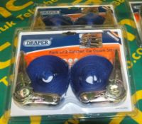 Draper pack of 2 Rachets & tie down straps - 2 blister packs