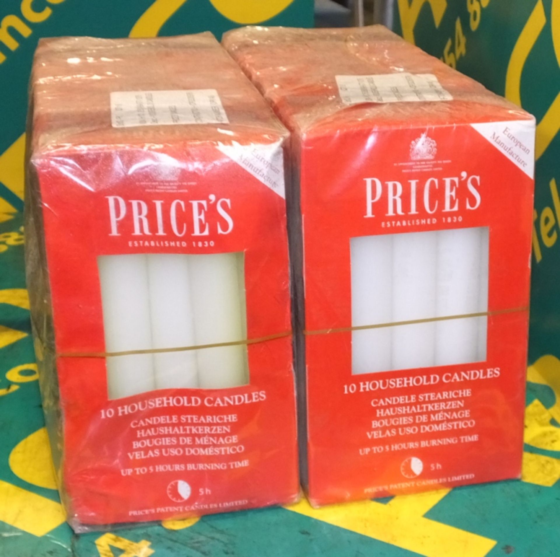 Prices Househpld Candles - 10 per box - 6 boxes per pack - 2 packs