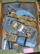 5x Heavy Duty Tie Down Rachets & Straps - Blue