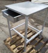 Aluminium table with drawer 690mm x 620mm x 920mm - COLLECTION ONLY offsite in Skegness -