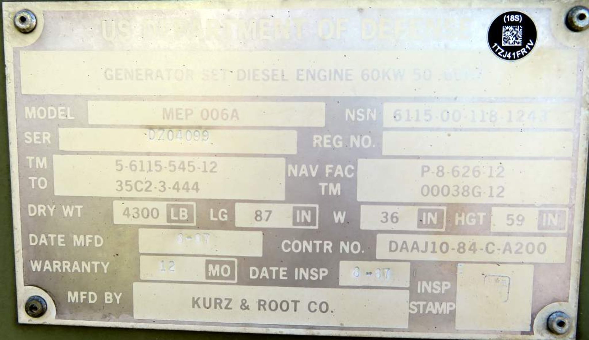 Skid Mounted 60KW Diesel Gen Set. - Image 4 of 15