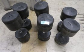 3 Pairs Of Body Max Rubber Coated Dumbbells. 40kg, 45kg, & 50kg.