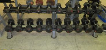 12 Pairs Of Body Max Rubber Coated Dumbbells. 4kg - 50kg.